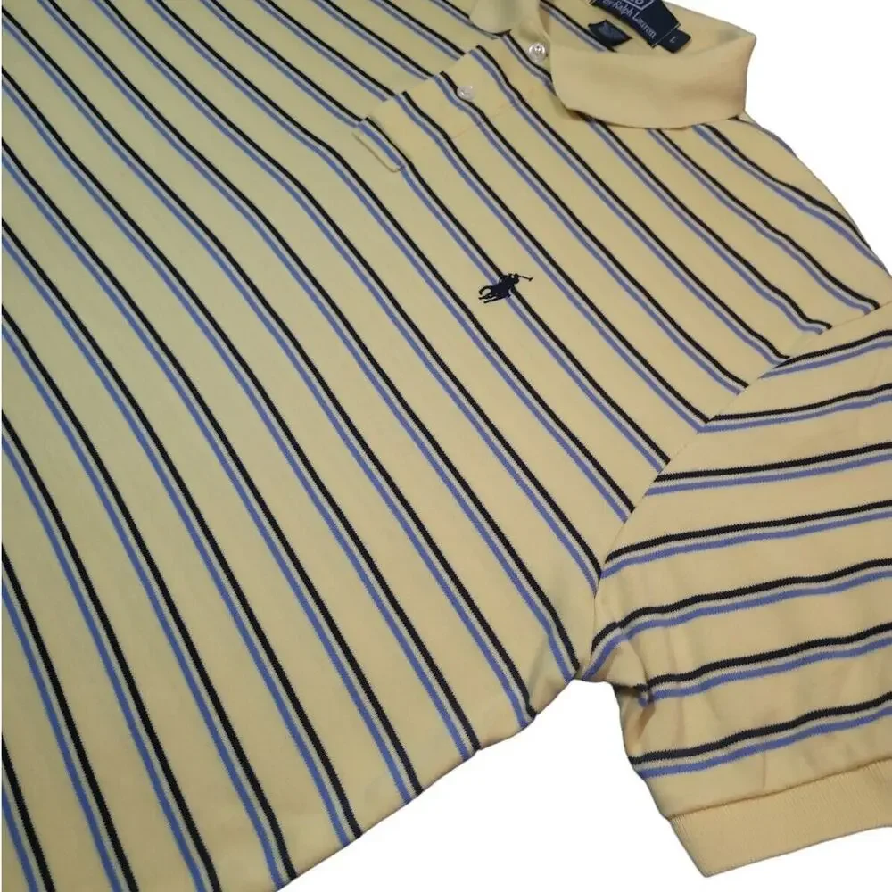 VTG Polo Ralph Lauren Yellow Stripe Polo Classic Preppy L